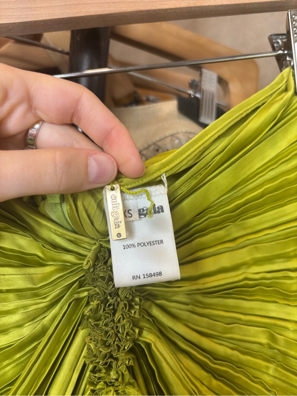 Cult Gaia Olive Green Pleated Three-Piece Maxi Set - Picture 5 of 5